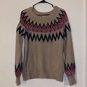 Knit, retro pattern, cozy crew neck sweater